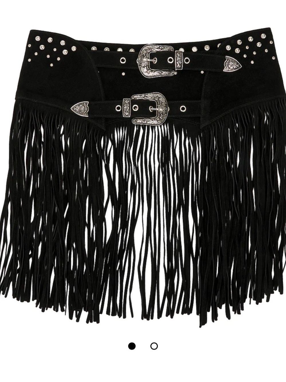 Understated Leather Fringe Studded Belt in Black
